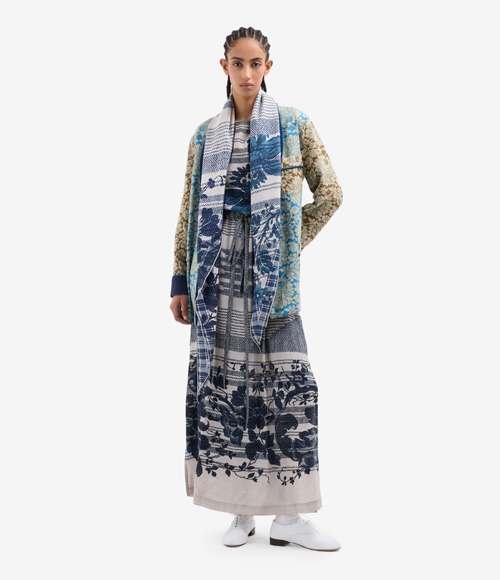 Pierre Louis Mascia TETRIS Belted Kaftan Dress Silk RAMPICANTE BLU TETRISSVAB12178SE518104101