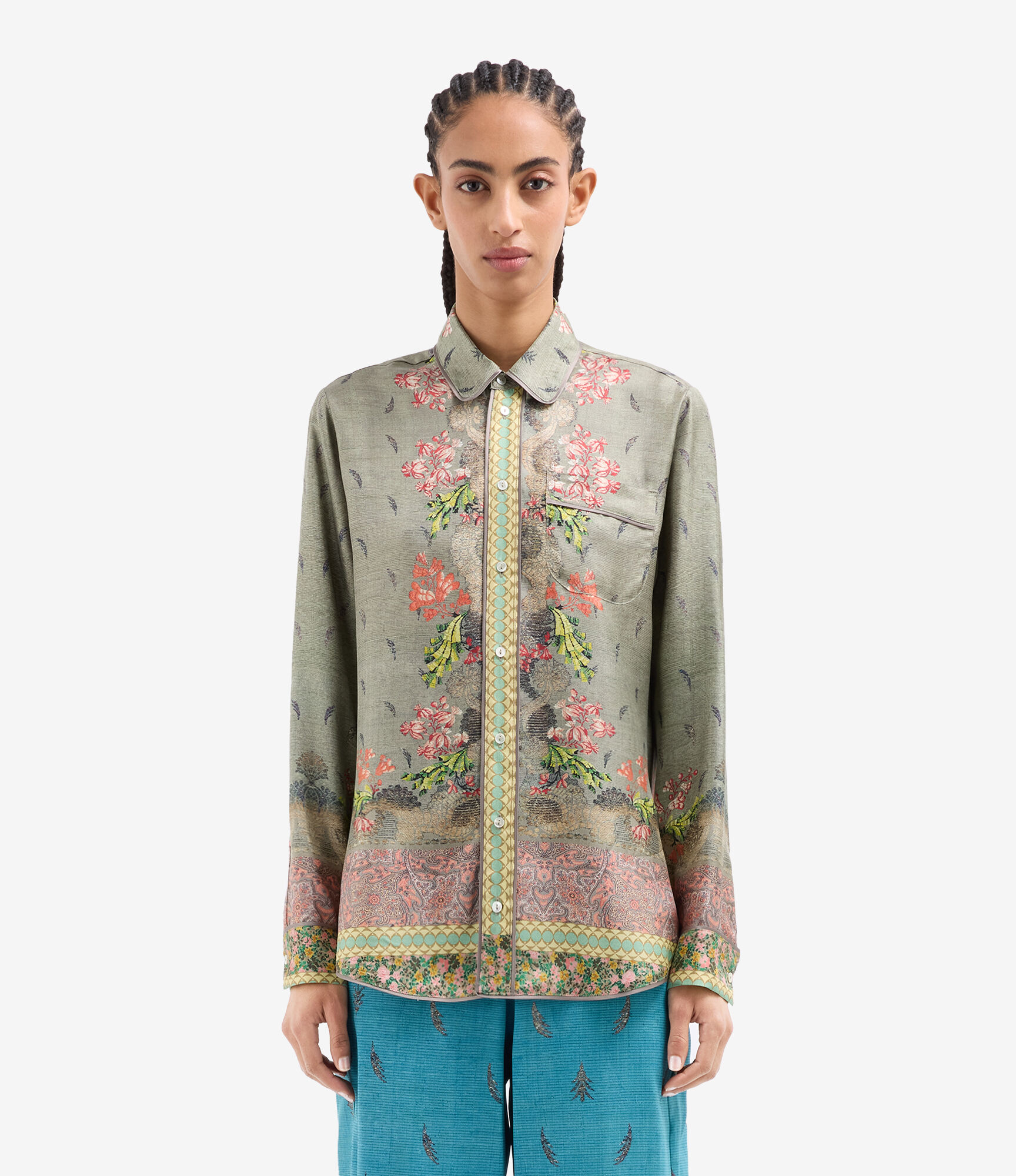 ALOE Longsleeve Shirt Silk in ULIVO | Pierre-Louis Mascia®