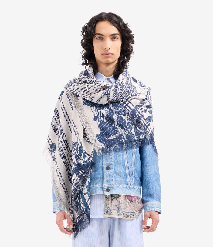 Pierre Louis Mascia ALOEUW Shawl Scarf Silk 135x195 RAMPICANTE BLU ALOEUWSW135X195S4SE517303101