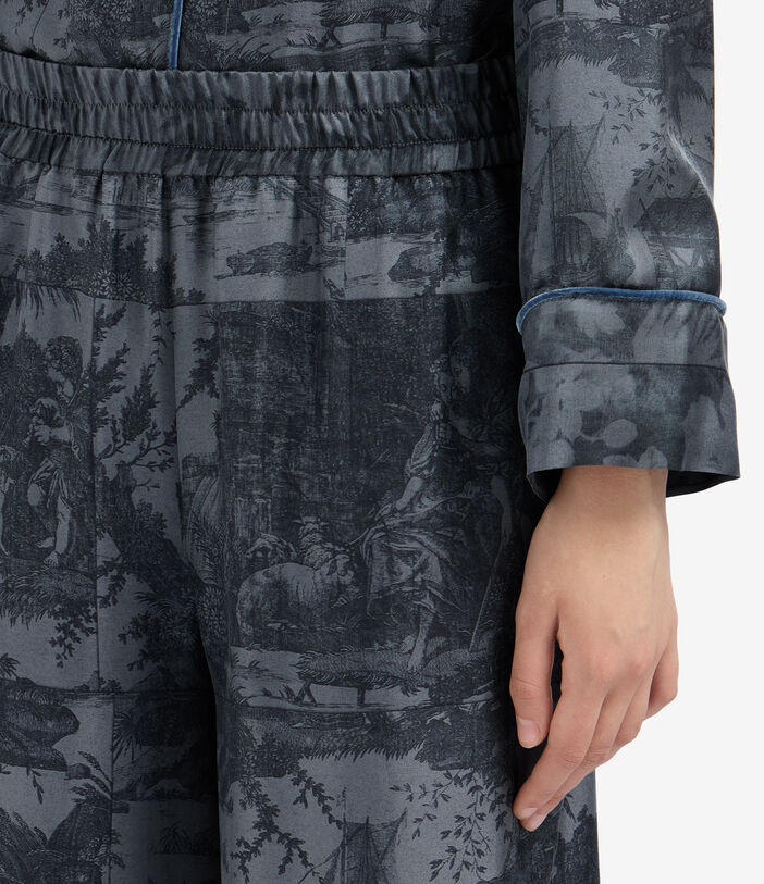 Pierre Louis Mascia ALOEGUM Palazzo Trousers Silk ARDESIA ALOEGUMSPT12609SE516070104