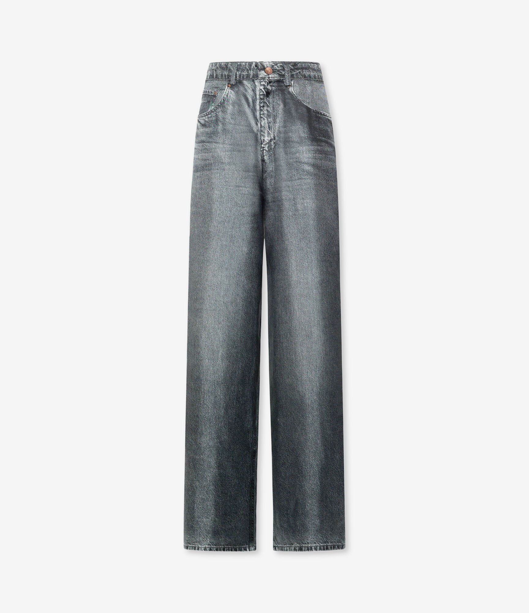 ALOE Trousers Silk Faux-Denim in BLACK DENIM | Pierre-Louis Mascia®