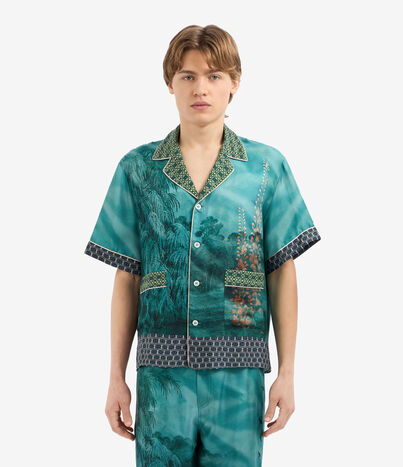 Pierre Louis Mascia ALOE Shortsleeve Shirt Silk AQUAMARINE ALOESCMC11927SE514853101