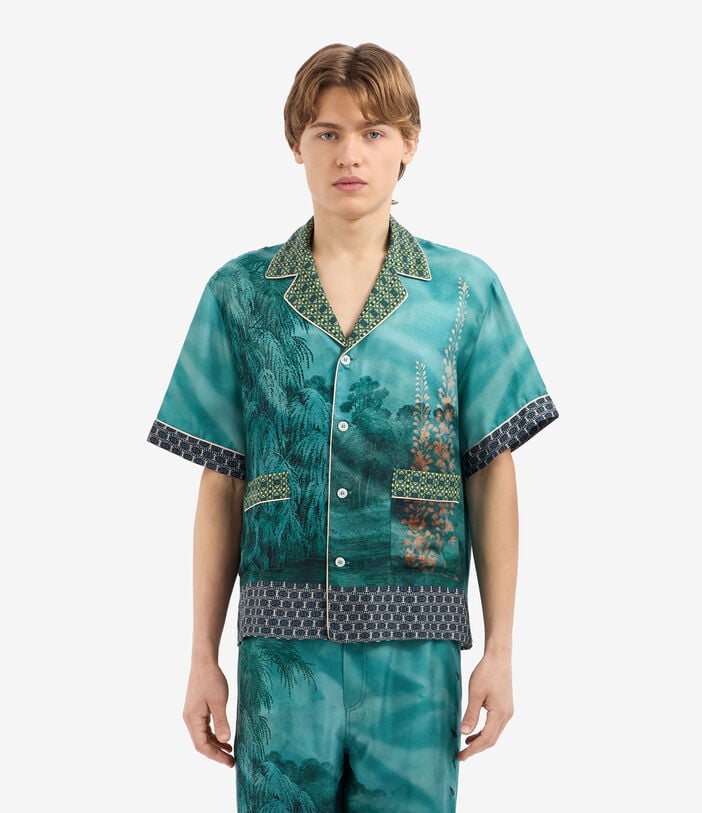 Pierre Louis Mascia ALOE Shortsleeve Shirt Silk AQUAMARINE ALOESCMC11927SE514853101