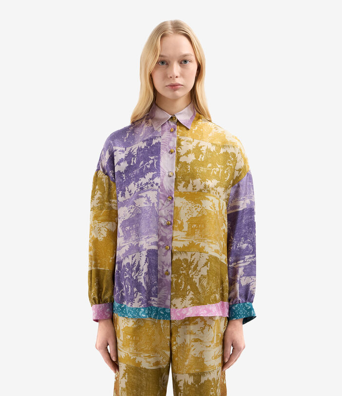 Pierre Louis Mascia ALOE Longsleeve Shirt Silk LAVENDER - MUSTARD ALOESCML12049SE514990101