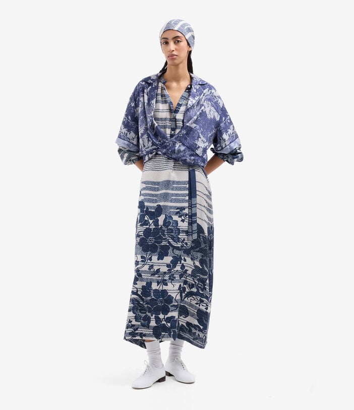 Pierre Louis Mascia ALOE Shirt Dress Silk RAMPICANTE BLU ALOESAB11524SE518005101