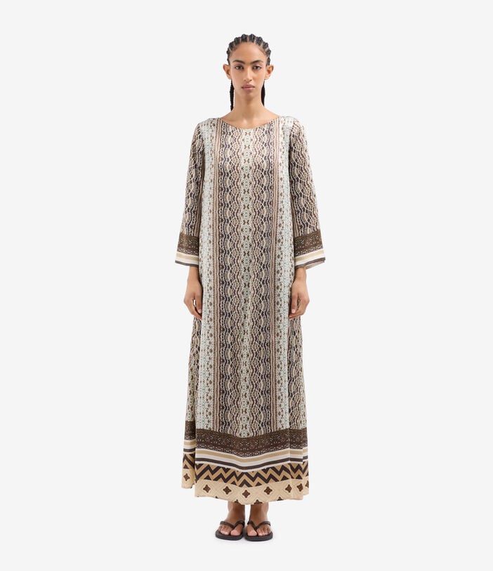 Pierre Louis Mascia MUTKA Kaftan Dress Silk ARGENTO SQUAMATO MUTKASAB12602SE518156101