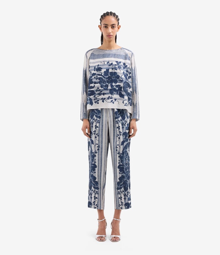 Pierre Louis Mascia ALOE Longsleeve Shirt Silk RAMPICANTE BLU ALOESCML10061SE518060101