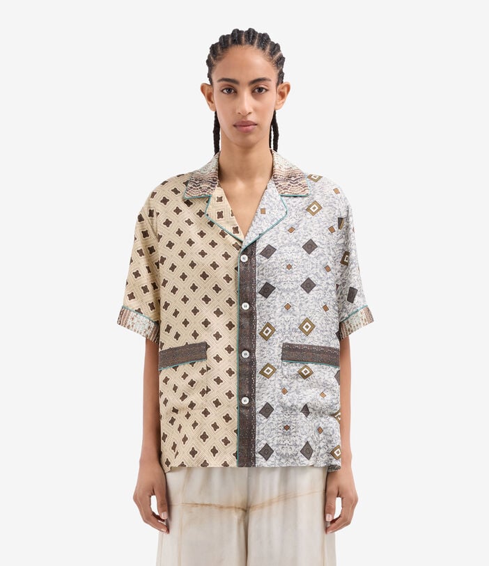 Pierre Louis Mascia ALOE Shortsleeve Shirt Silk SABBIA ALOESCMC11927SE518125101