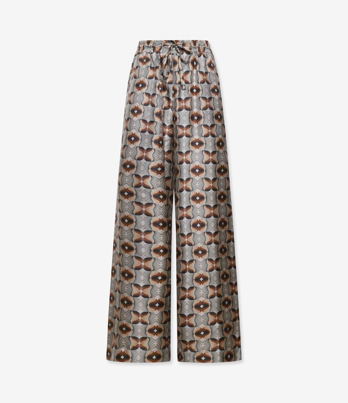 Pierre Louis Mascia ALOE Palazzo Trousers Silk GEOMETRIE BRONZEE ALOESPT11094SE146802101