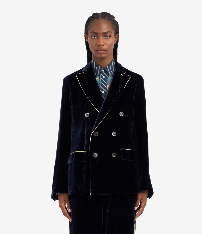 Pierre Louis Mascia KANPUR Jacket Viscose Silk BLU KANPURUGC12386VIBLU