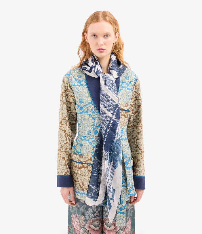 Pierre Louis Mascia MOLARE Scarf Silk 135x135 RAMPICANTE BLU MOLARESW135X135MSE517559101