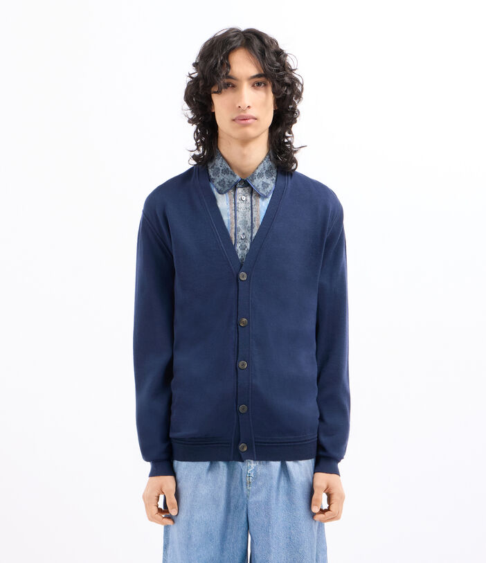 Pierre Louis Mascia TRICOT Cardigan Wool LITOGRAFIA INDACO TRICOTCARPNM101WO143901108