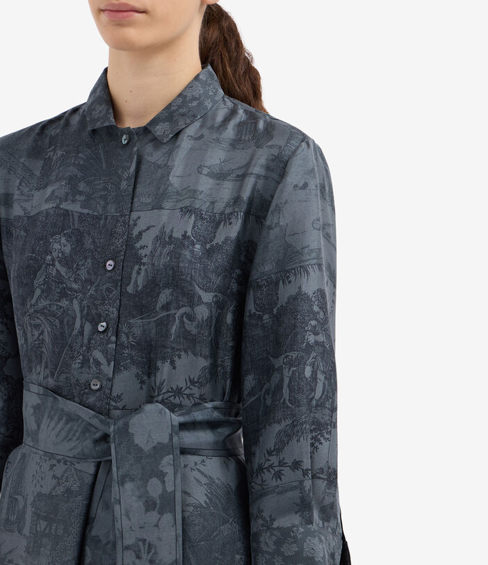 Pierre Louis Mascia ALOEGUM Shirt Dress Silk ARDESIA ALOEGUMSAB11899SE516037105