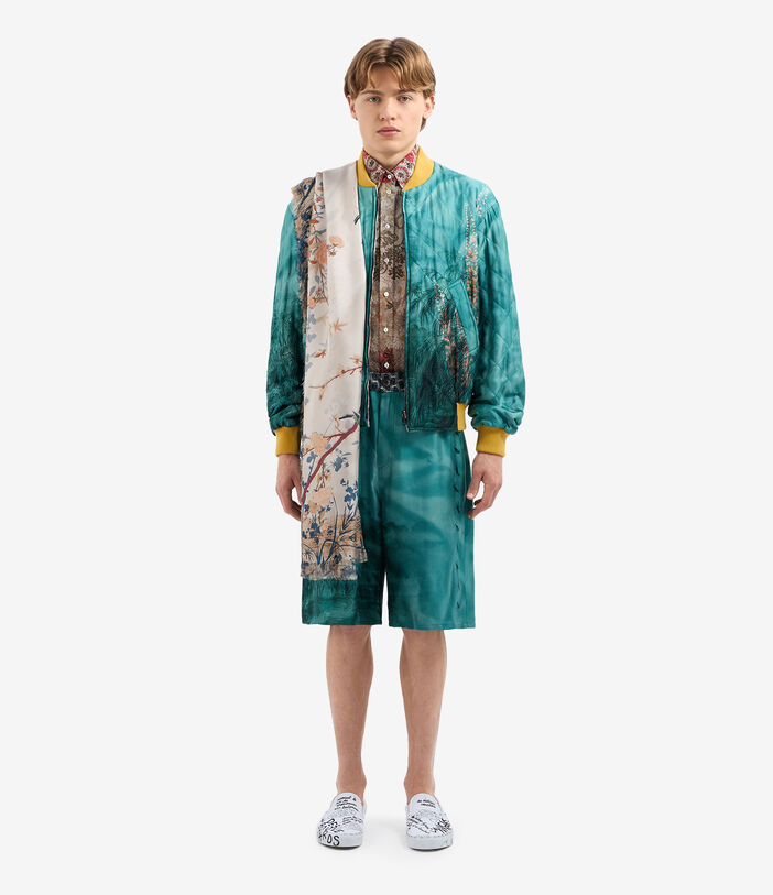 Pierre Louis Mascia ALOADAZ Bomber Jacket Silk AQUAMARINE - ECRU ALOADAZBM11172SE514933101