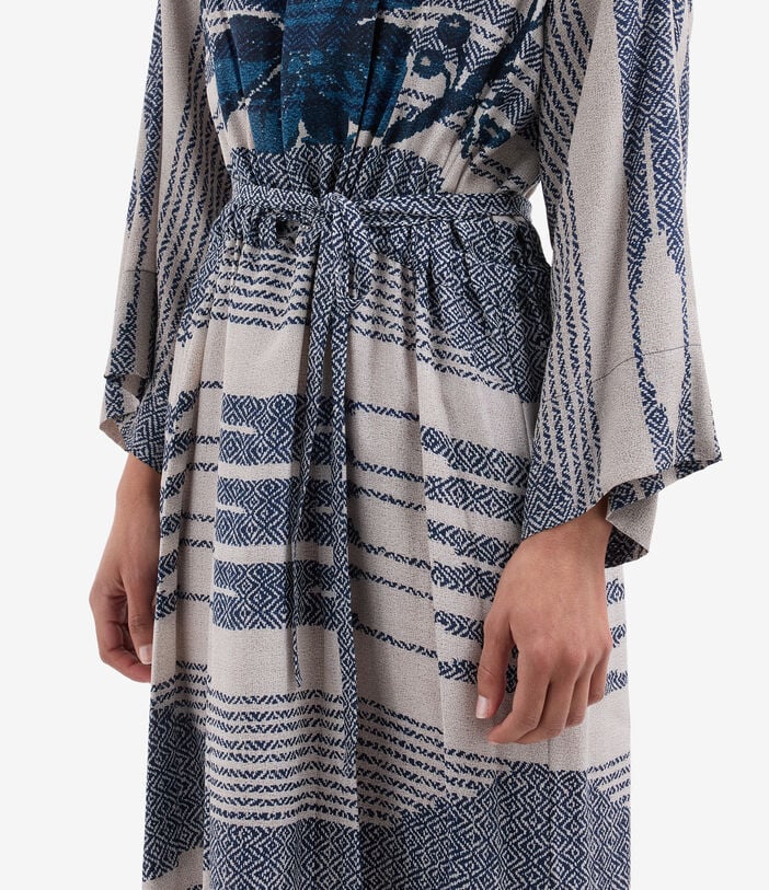 Pierre Louis Mascia TETRIS Belted Kaftan Dress Silk RAMPICANTE BLU TETRISSVAB12178SE518104101