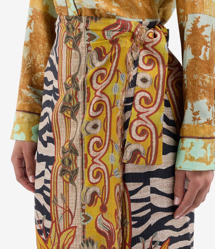 Pierre Louis Mascia ALOE Wrap Skirt Silk TRIBALE CHIAROSCURO ALOESGO12830SE518396101