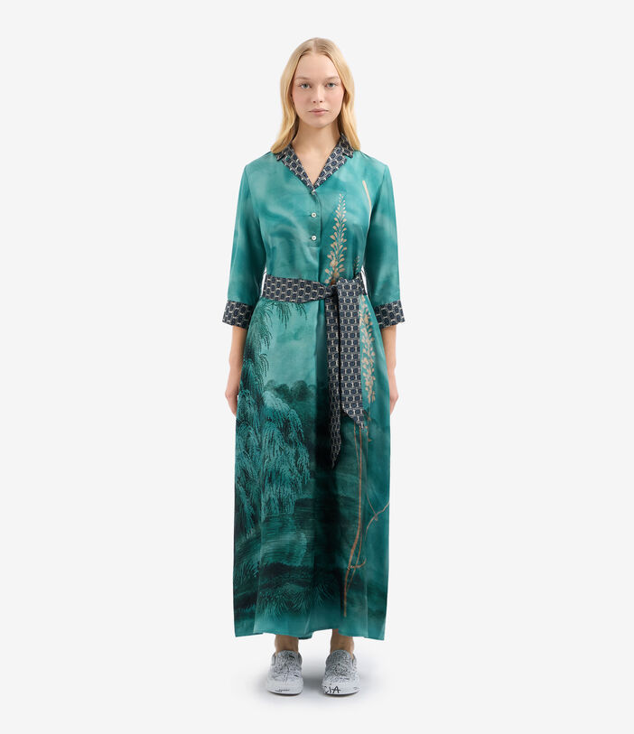 Pierre Louis Mascia ALOE Shirt Dress Silk AQUAMARINE ALOESAB11899SE515617101