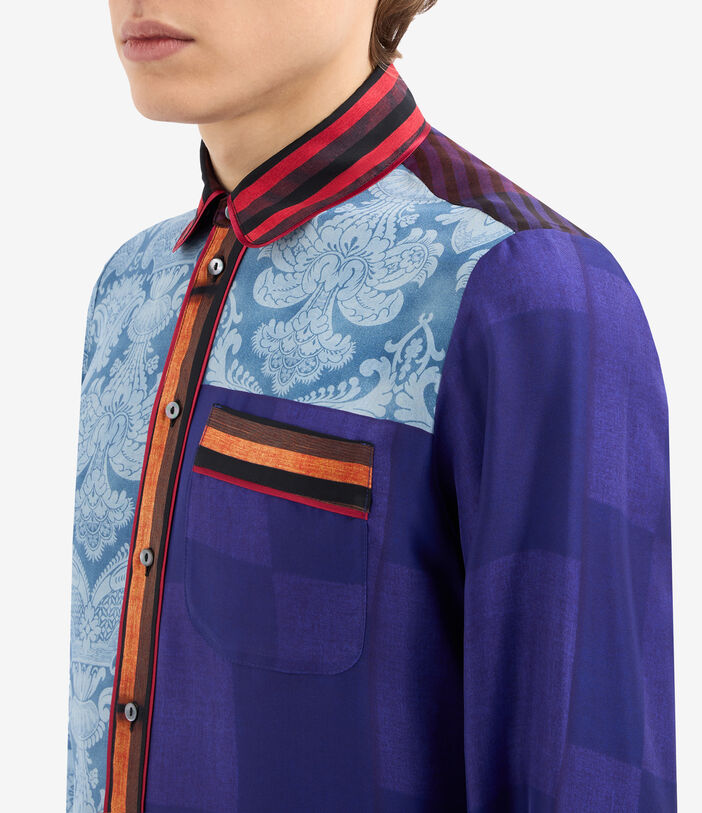 Pierre Louis Mascia ALOE Longsleeve Shirt Silk DAMASK SKY - ELECTRIC PURPLE ALOESCML10642SE514713101