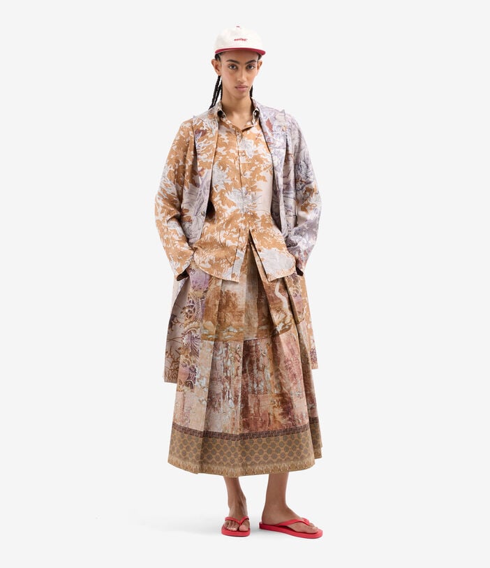 Pierre Louis Mascia SALATO Pleated Skirt Cotton LITOGRAFIA TERRACOTTA SALATOSGO12360CO518064101