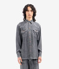 Pierre Louis Mascia ALOE Longsleeve Shirt Silk Faux-Denim BLACK DENIM ALOESCML12657SE516081103