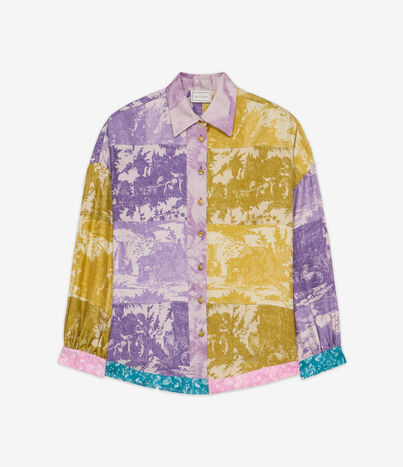 Pierre Louis Mascia ALOE Longsleeve Shirt Silk LAVENDER - MUSTARD ALOESCML12049SE514990101