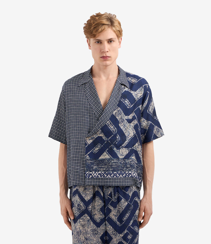 Pierre Louis Mascia ALOE Shortsleeve Shirt Silk NAVY ALOESCMC12464SE515050101