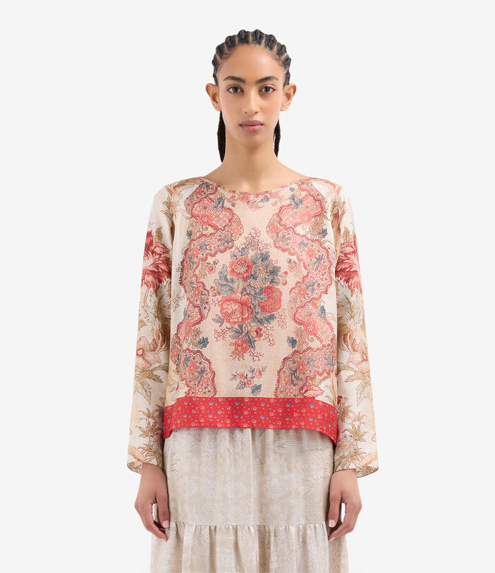 Pierre Louis Mascia ALOE Longsleeve Shirt Silk FIORI D&rsquo;ARGILLA ALOESCML10061SE518058101