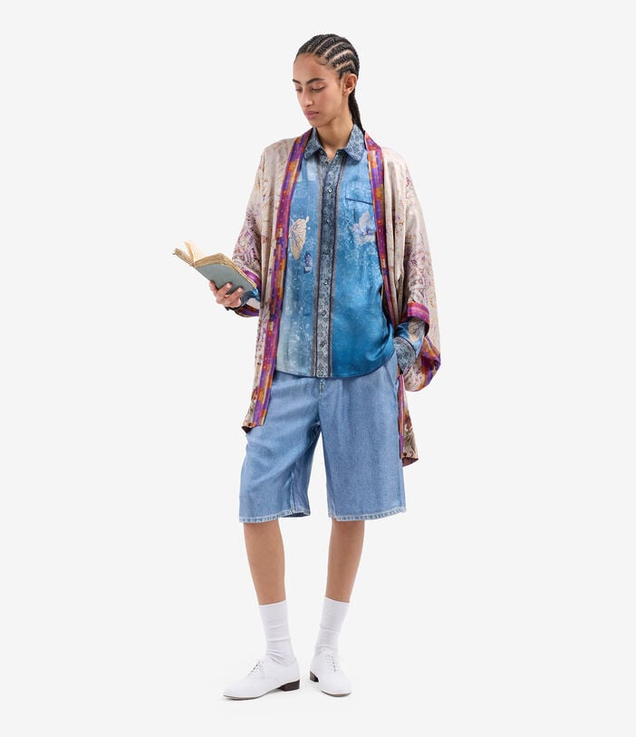 Pierre Louis Mascia ALOE Shorts Silk Faux-Denim DENIM ALOESPN12571SE515549102