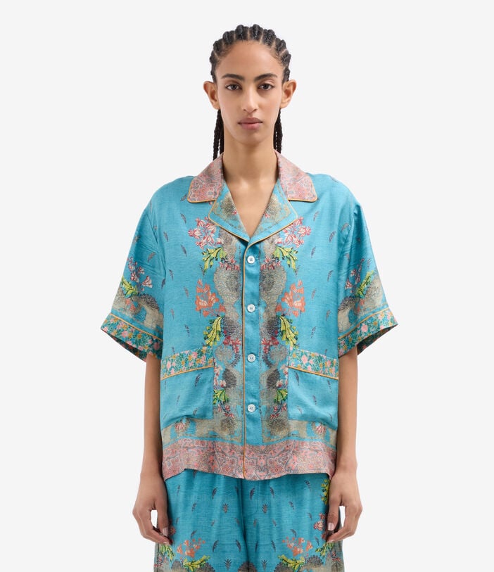 Pierre Louis Mascia ALOE Shortsleeve Shirt Silk CELESTE ALOESCMC11927SE518124101