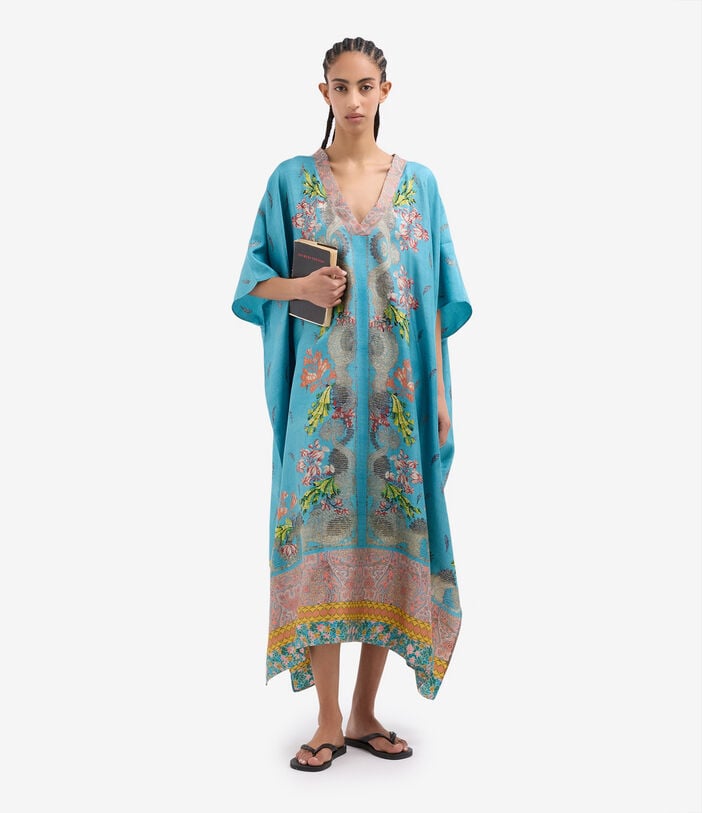 Pierre Louis Mascia ALOE Kaftan Coat Silk CELESTE ALOESKL10062L200SE518568101