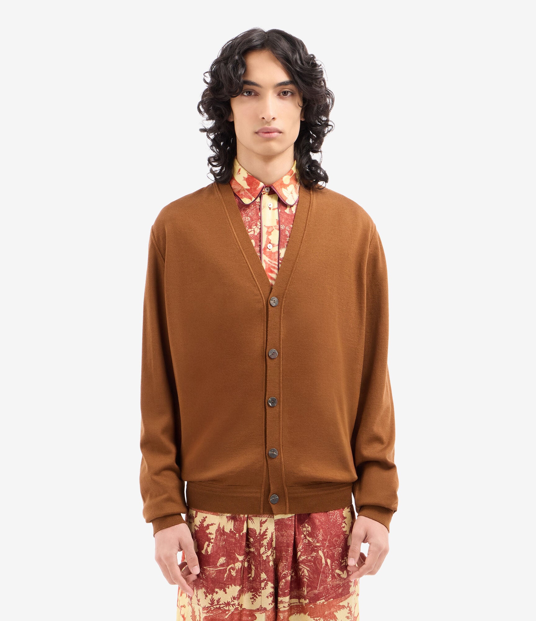 TRICOT Cardigan Wool in LITOGRAFIA CARAMELLO | Pierre-Louis Mascia®