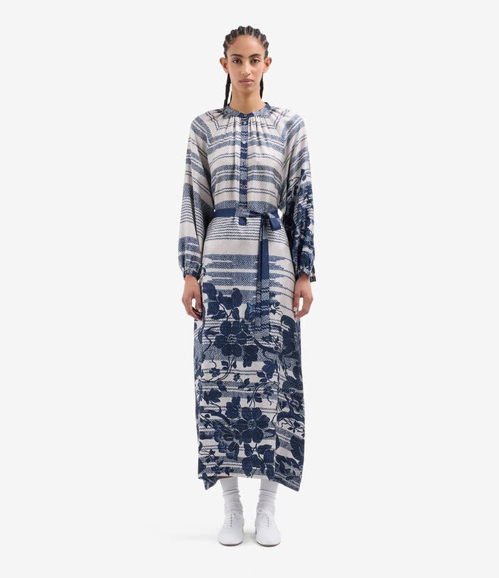 Pierre Louis Mascia ALOE Shirt Dress Silk RAMPICANTE BLU ALOESAB11524SE518005101