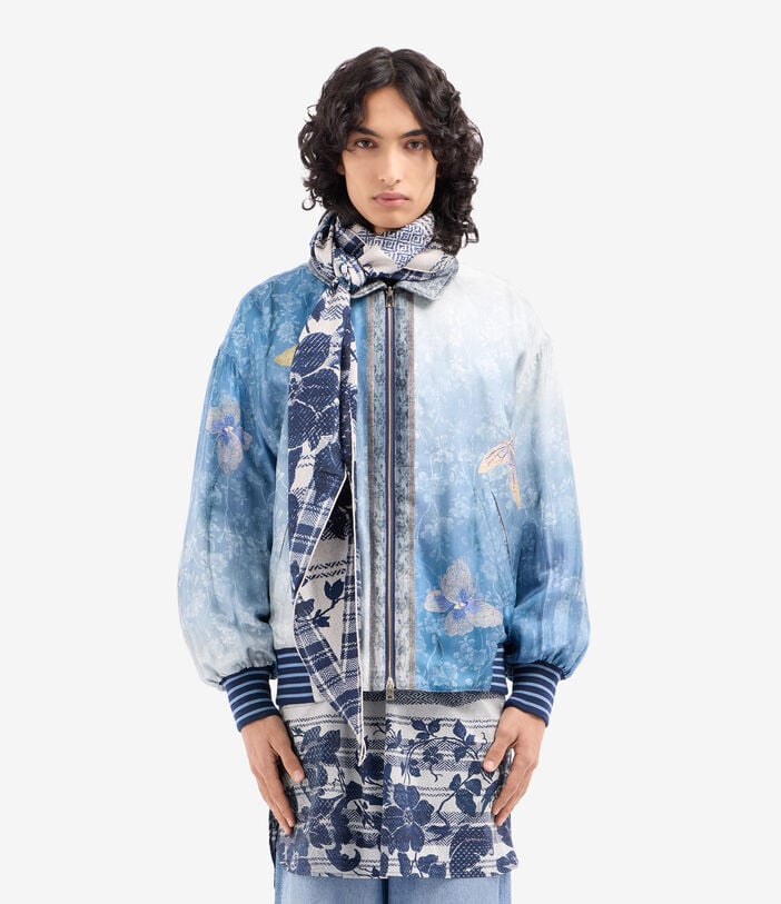 Pierre Louis Mascia ALOEUW Scarf Silk 65x120 RAMPICANTE BLU ALOEUWSW065X120LMFSE517549101