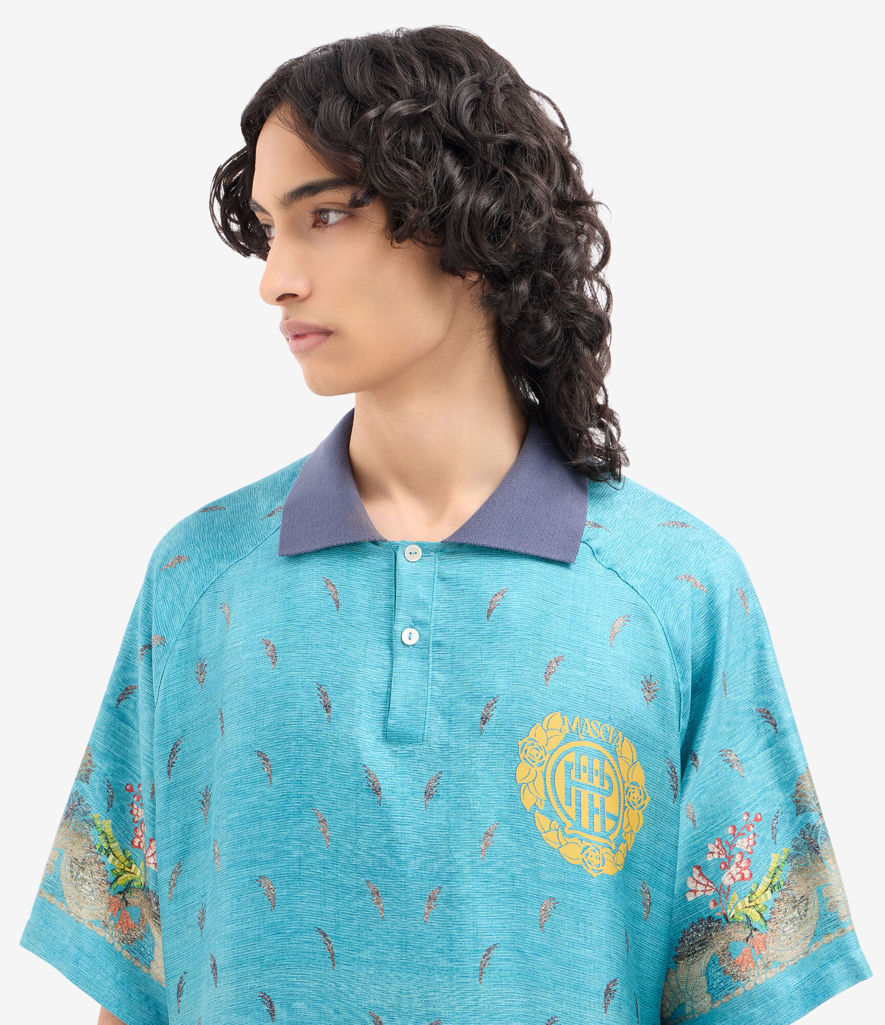 ALOE Polo Shirt Silk in CELESTE | Pierre-Louis Mascia®