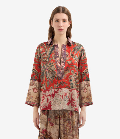 Pierre Louis Mascia ADASTRGUM Longsleeve Shirt Silk SPICE RED ADASTRGUMSCML12432SE514781101