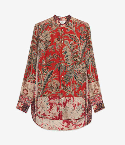 Pierre Louis Mascia ALOE Longsleeve Shirt Silk SPICE RED ALOESCML11185SE514739101