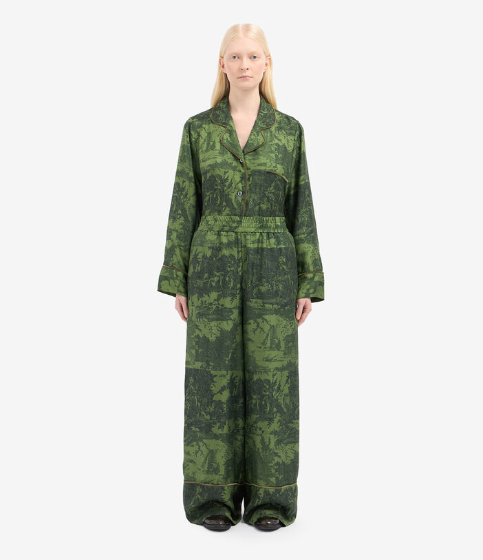 Pierre Louis Mascia ALOEGUM Palazzo Trousers Silk Multicolor ALOEGUMSPT12609SE516070106