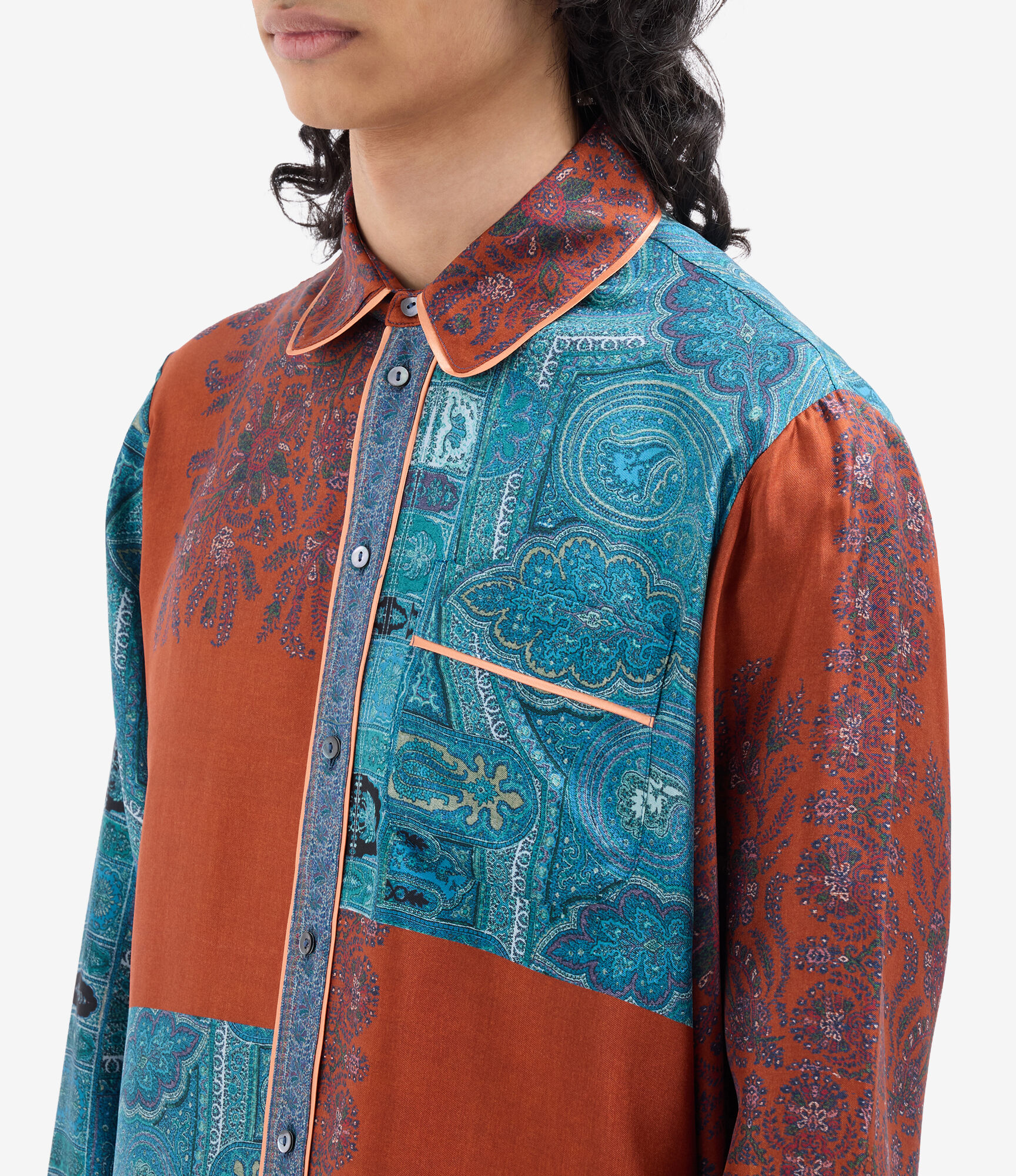 ALOE Longsleeve Shirt Silk in TERRACOTTA - INDACO | Pierre-Louis