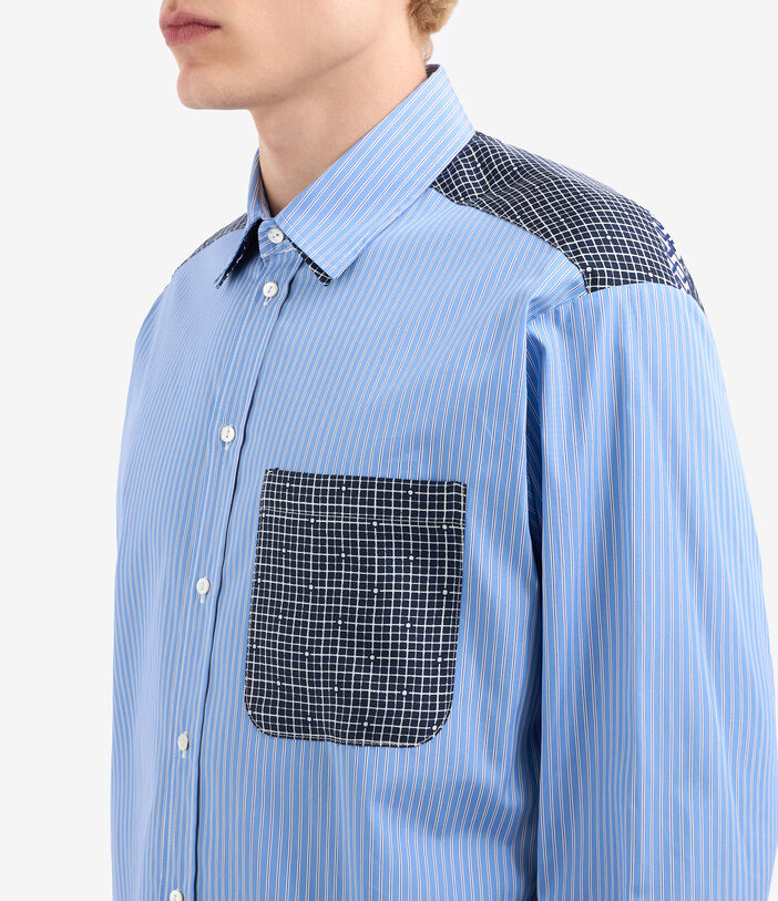 Pierre Louis Mascia ALOTHO Longsleeve Shirt Cotton Silk LIGHT BLUE - NAVY ALOTHOCML12469CO514995101