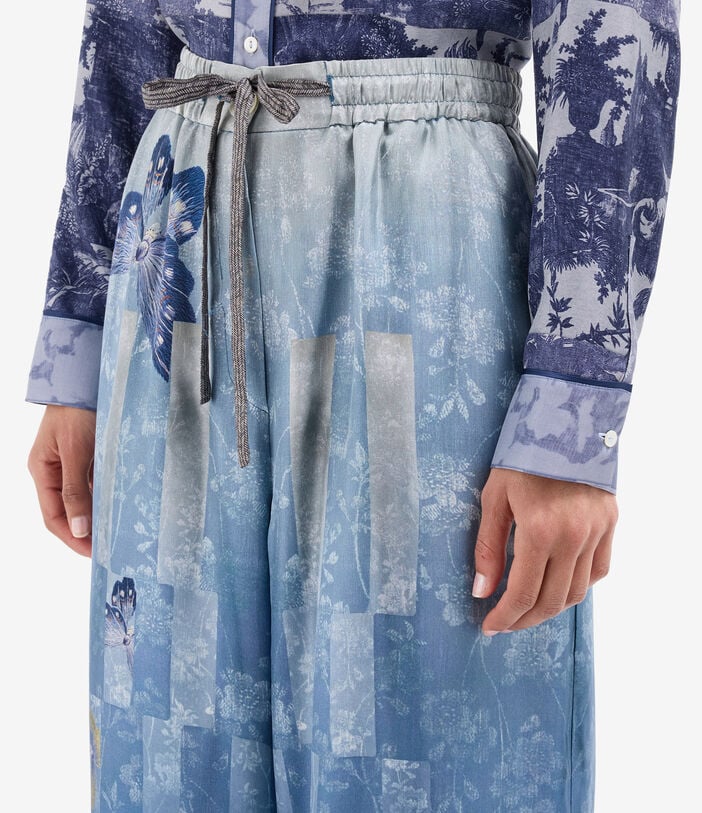 Pierre Louis Mascia ALOE Palazzo Trousers Silk CIELO VELATO ALOESPT11094SE518116101