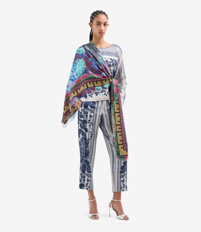 Pierre Louis Mascia ALOE Trousers Silk RAMPICANTE BLU ALOESPT10959SE517908101