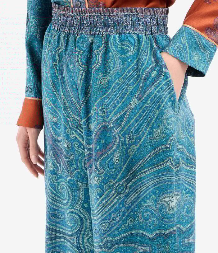 Pierre Louis Mascia TETRIS Palazzo Trousers Silk AZZURRO ASTRALE TETRISSVPT12450SE518107101