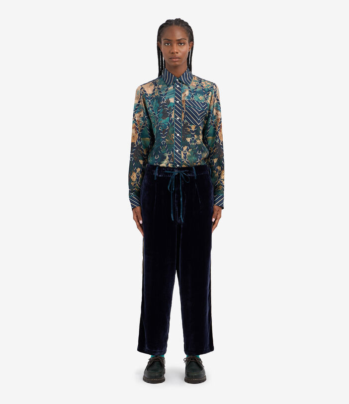 Pierre Louis Mascia KANPUR Trousers Viscose Silk BLU KANPURUPT12387VIBLU