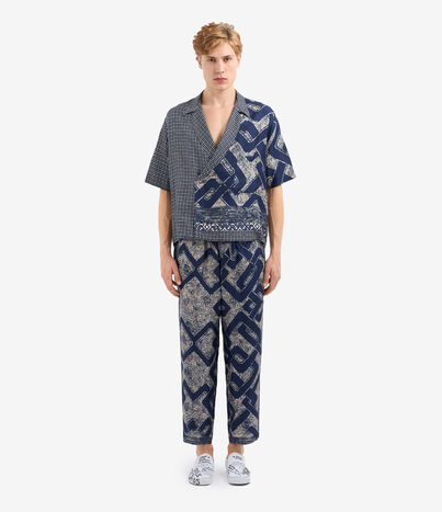 Pierre Louis Mascia ALOE Trousers Silk NAVY ALOESPT10959SE515205101