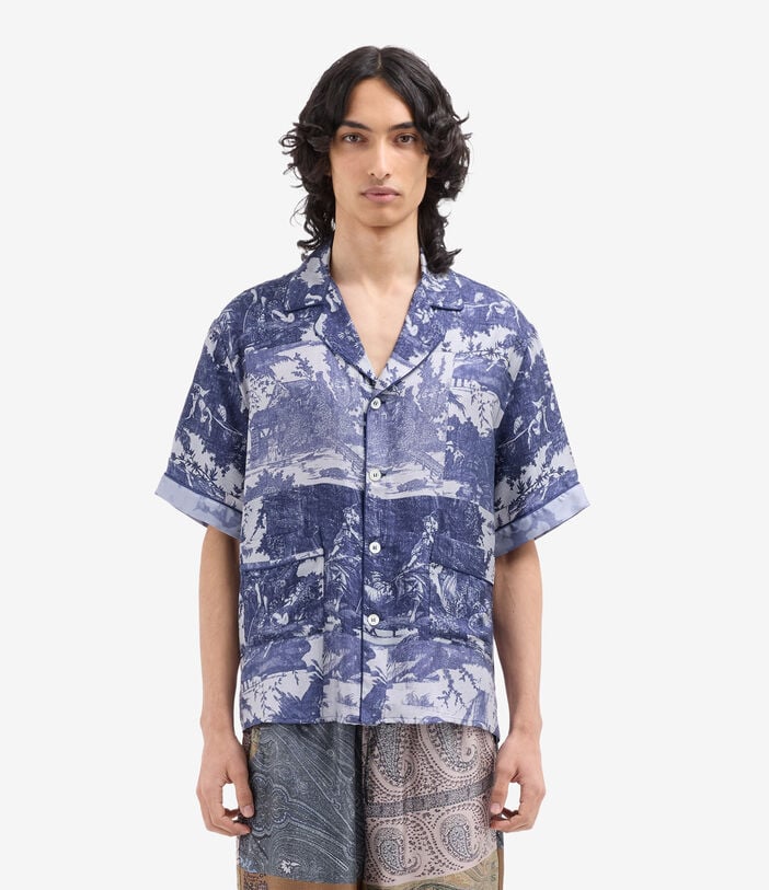 Pierre Louis Mascia ALOE Shortsleeve Shirt Silk INDACO ALOESCMC11927SE518137102