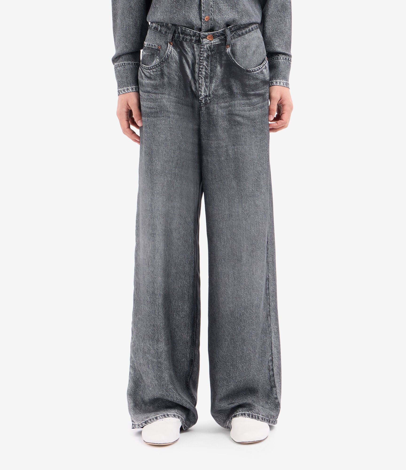ボトムス Soor Ploom eloise black denim ALOE Trousers Silk Faux-Denim in BLACK DENIM | Pierre-Louis Mascia®
