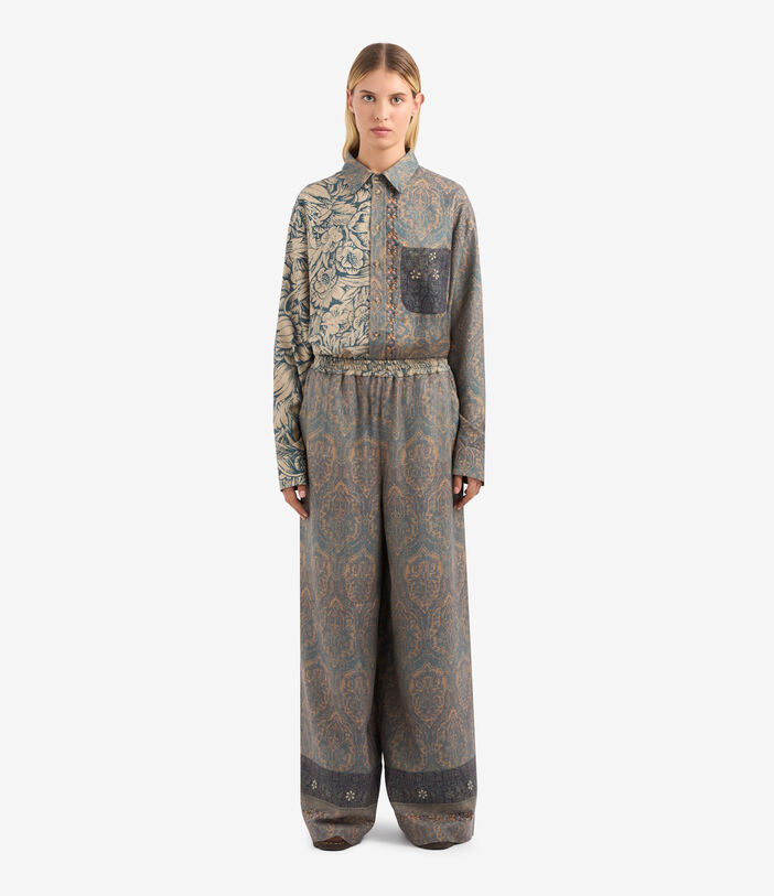 Pierre Louis Mascia K20164 Palazzo Trousers Cashmere Silk Multicolor K20164SWPT101766WS513375101