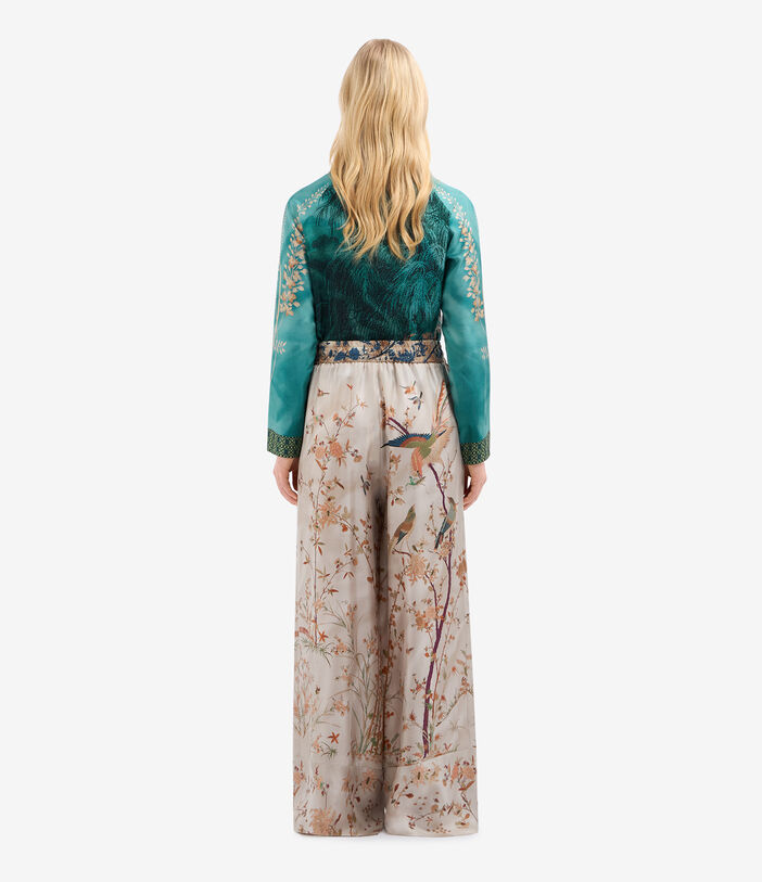 Pierre Louis Mascia ALOE Palazzo Trousers Silk ECRU ALOESPT12450SE515543101