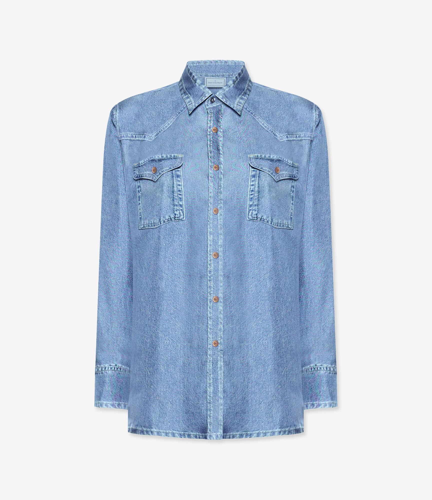 ALOE Longsleeve Shirt Silk Faux-Denim in DENIM | Pierre-Louis Mascia®