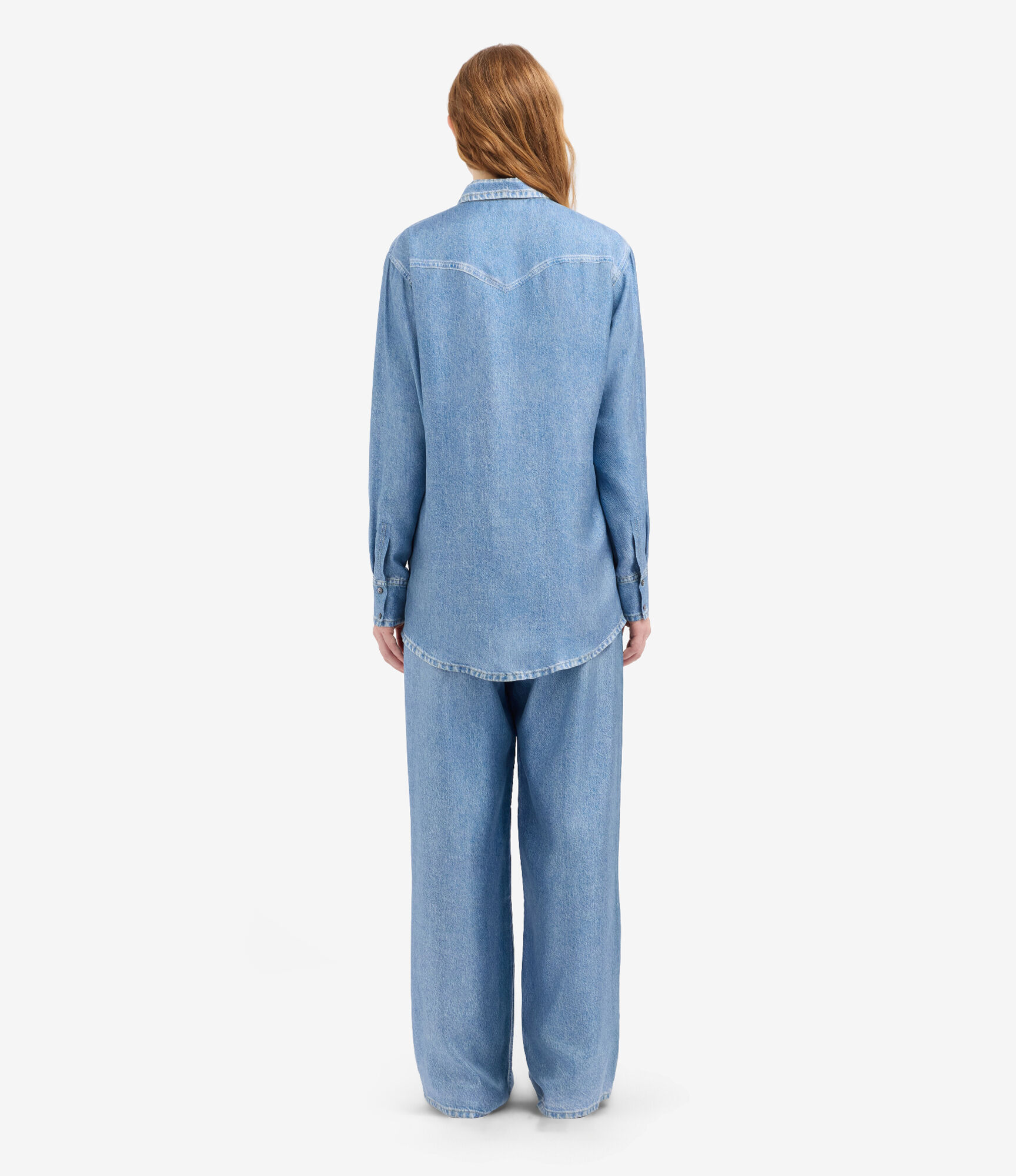 ALOE Longsleeve Shirt Silk Faux-Denim in DENIM | Pierre-Louis Mascia®